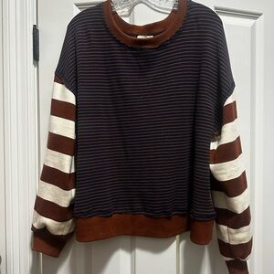 Chic Striped Brown and Cream Women's Sweater